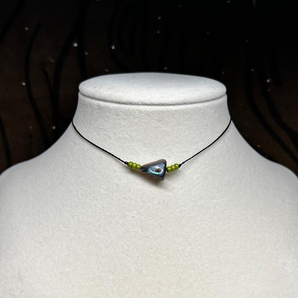 Abalone shell czech glass beaded ainty boho chic necklace cord adjustable earthy
